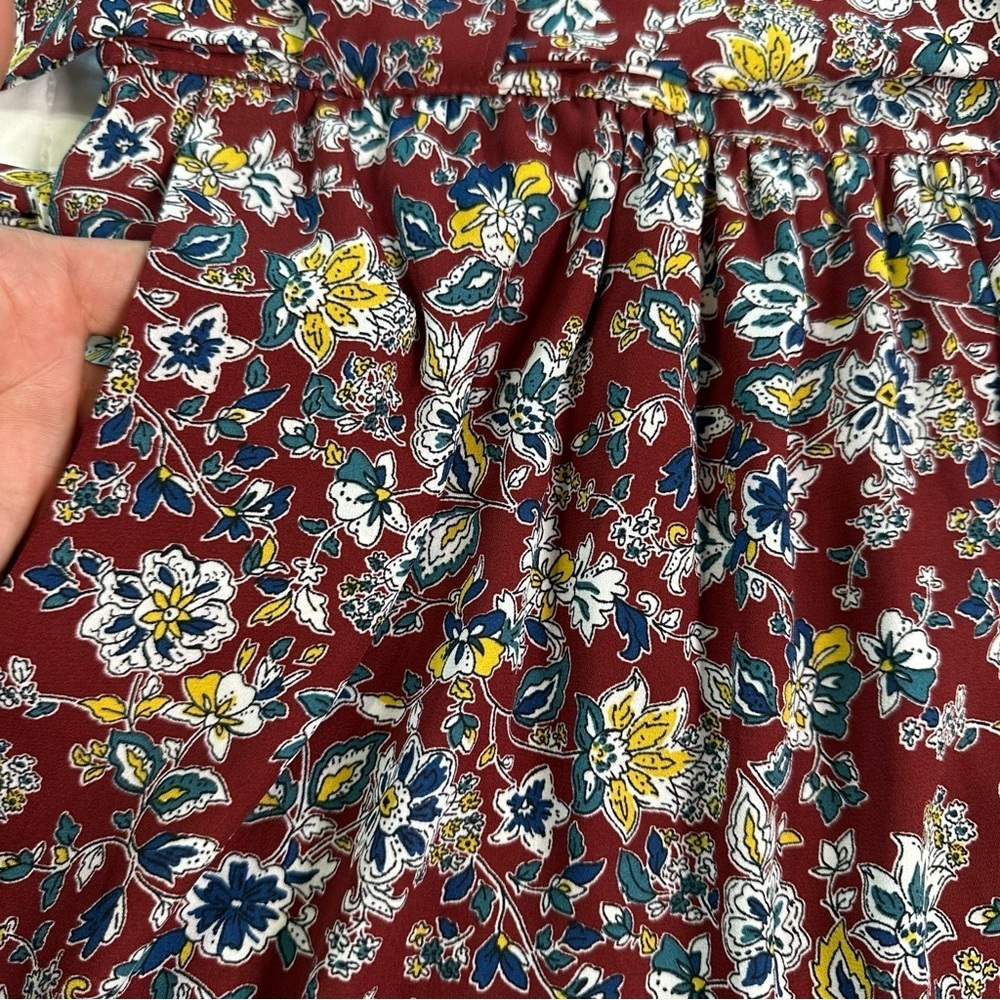 DR2 Floral Dress Doble V-Neck Tie Waist Cap Sleeve With Pockets and Side Zipper - Picture 6 of 16